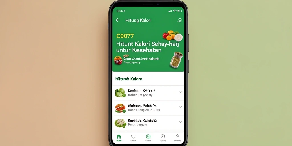 Tampilan antarmuka pengguna C0077 untuk menghitung kalori secara efisien.