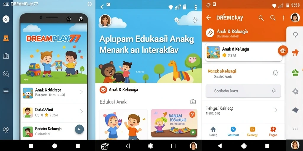 Antarmuka aplikasi DREAMPLAY77 yang interaktif dan menarik untuk anak.