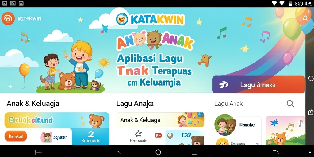 Tampilan antarmuka KATAKWIN dengan koleksi lagu anak.