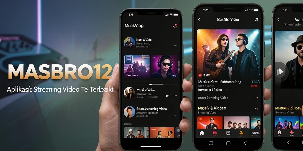 Tampilan antarmuka aplikasi MASBRO12 dengan fitur streaming video yang menarik.
