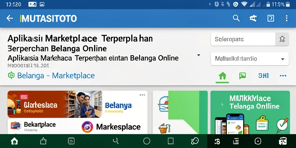 Tampilan utama aplikasi MUTASITOTO dengan fitur Marketplace yang lengkap.