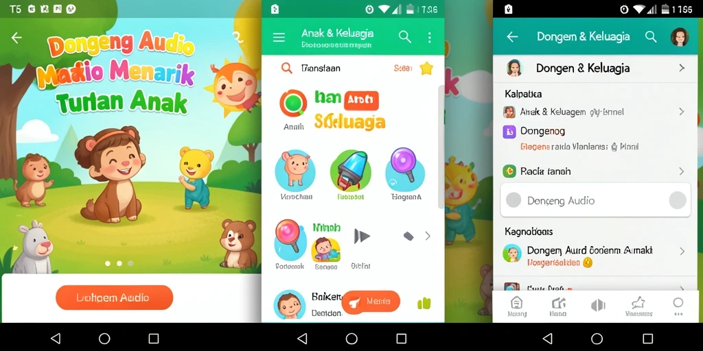 Antarmuka T6 menampilkan pilihan dongeng audio yang menarik.