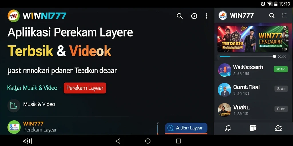 Antarmuka aplikasi WIN777 saat merekam layar dengan jelas.